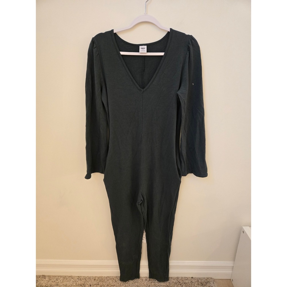 Smash‎ + Tess Bamboo Blend Romper Jumpsuit Puff Sleeve Dark Green XS
